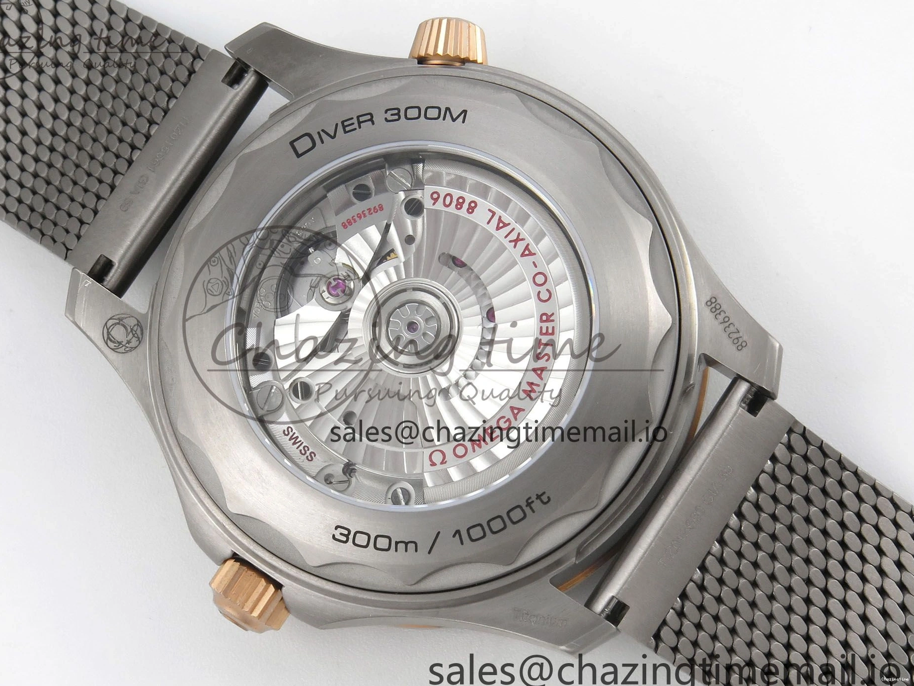 0329 OdorResistant Seamaster 300M Diver Titanium Bronze Gold VSF 1:1 Best Edition Green Dial on Titanium Mesh Bracelet A 7660